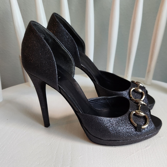 Gucci black shimmery pumps 37 1/2 US 7.5 - Picture 3 of 12